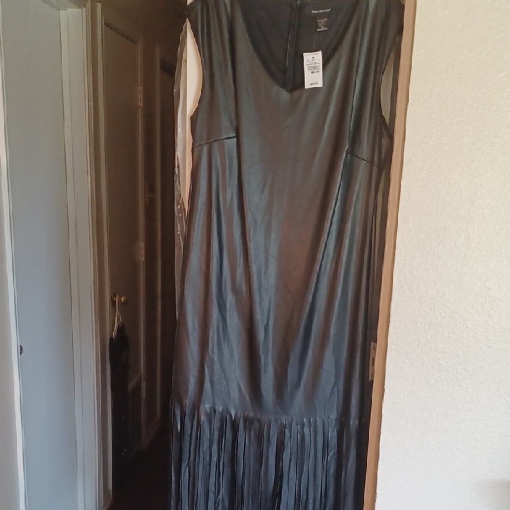 Ashley Stewart Black Maxi Dress with Fringe
